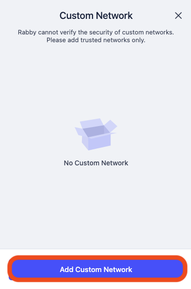 Rabby Add Custom Network screen