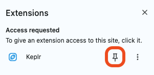 Google Chrome pin Keplr extension