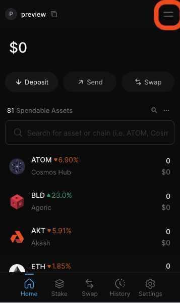 Keplr extension menu button