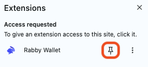 Google Chrome pin Rabby extension